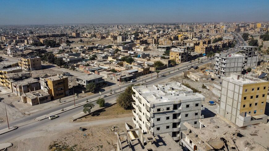 Aerial view of the destruction in the city of Raqqa, Syria, Nov. 7, 2021.