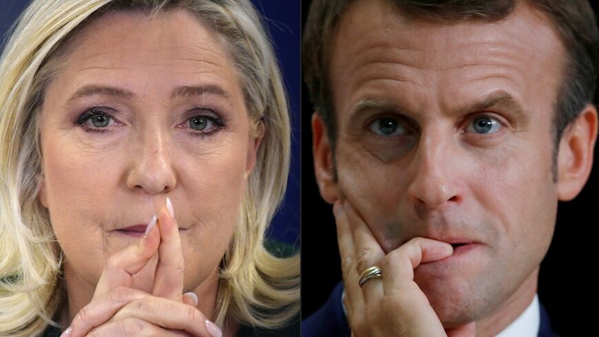 Marine Le Pen (L) and French President Emmanuel Macron.