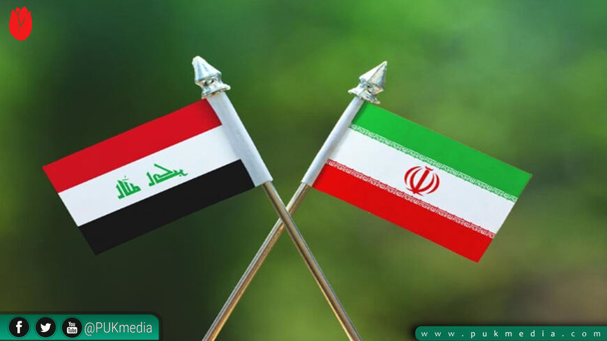 Flags of Iraq and Iran.