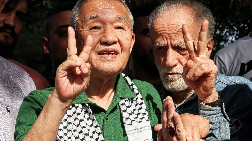 Kozo Okamoto (L) -- the only surviving member of the three-man Japanese Red Army commando that killed 26 people in Israel's Lod airport on May 30, 1972