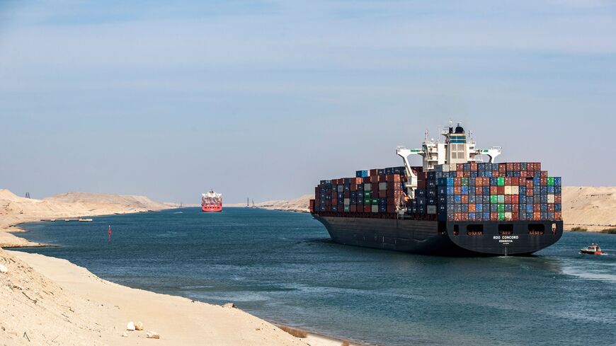 This picture taken on Nov. 17, 2019, shows the Liberia-flagged container ship RDO Concord sailing through Egypt's Suez Canal.