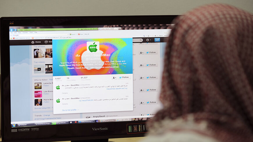 A Saudi man browses through Twitter on his desktop, Riyadh, Saudi Arabia, Jan. 30, 2013.