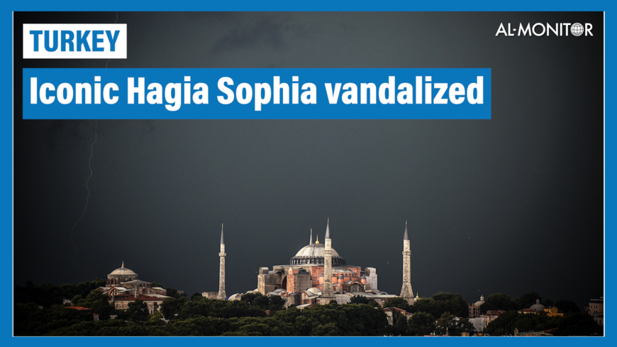 Ancient gate to iconic Hagia Sophia vandalized