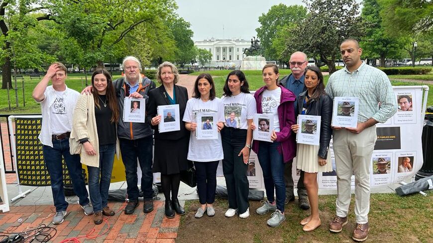 Families of wrongfully detained Americans hold a demonstration on May 4, 2022, in Washington, DC. 