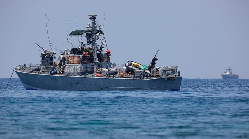 Israeli navy vessels off the coast of Rosh Hanikra, on the border between Israel and Lebanon