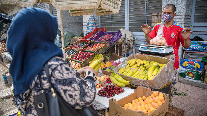 A vendor sells fruits at the central market during the Muslim Holy Month of Ramadan, Rabat, Morocco, May 6, 2020.