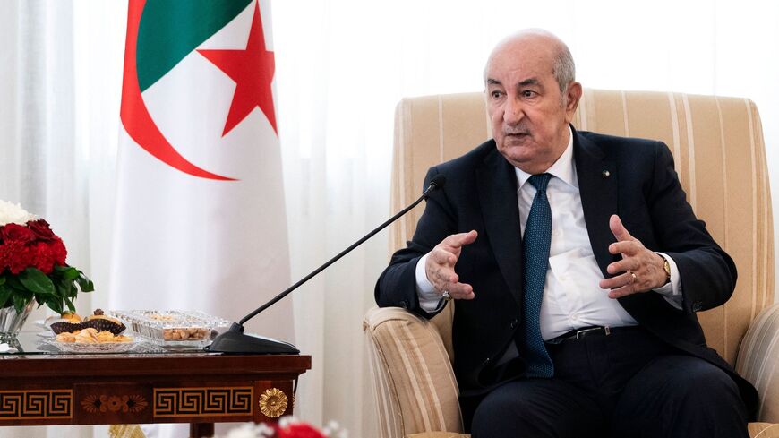 Algeria's President Abdelmadjid Tebboune speaks.