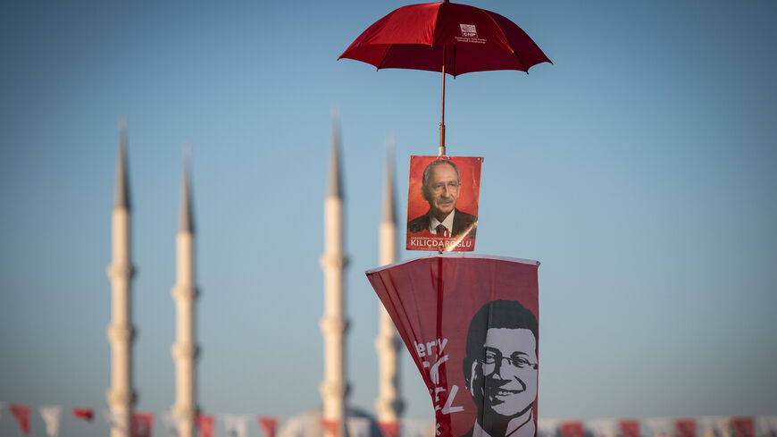Turkey's main opposition Republican People's Party (CHP) leader Kemal Kilicdaroglu and Mayor of Istanbul Ekrem Imamoglu's poster.