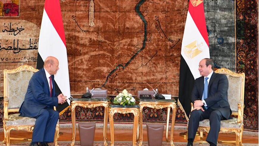 President Abdel Fattah al-Sisi received at Ittihadia Palace the head of the Yemeni Presidential Leadership Council, President Rashad Al-Alimi, on June 11, 2022.
