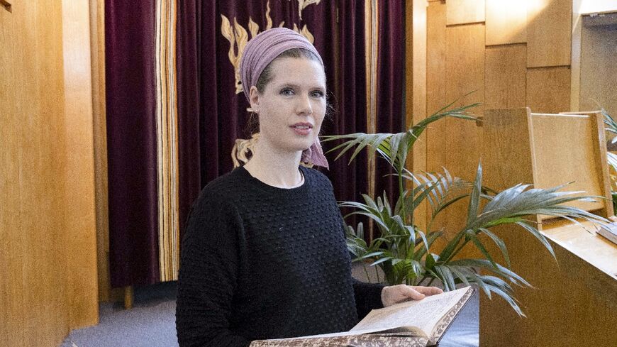 French-Swiss rabbi Eliora Peretz at a synagogue in Jerusalem