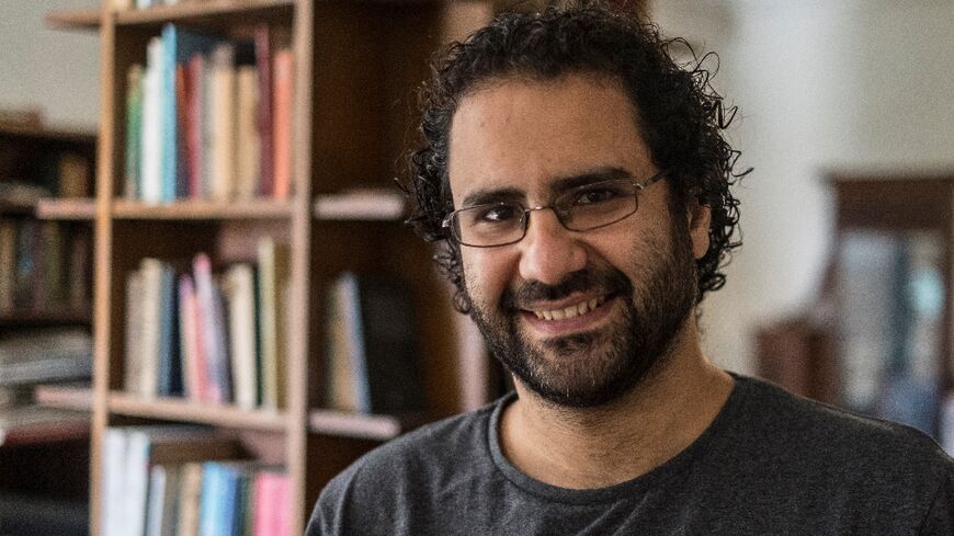 Veteran Egyptian activist Alaa Abdel Fattah, pictured at his Cairo home in 2019, is serving a five-year prison sentence