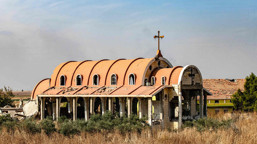 The Assyrian Church of the Virgin Mary, which was previously destroyed in 2015 by the Islamic State, in the village of Tal Nasri, south of the town of Tal Tamr, Hasakah province, Syria, Nov. 15, 2019.