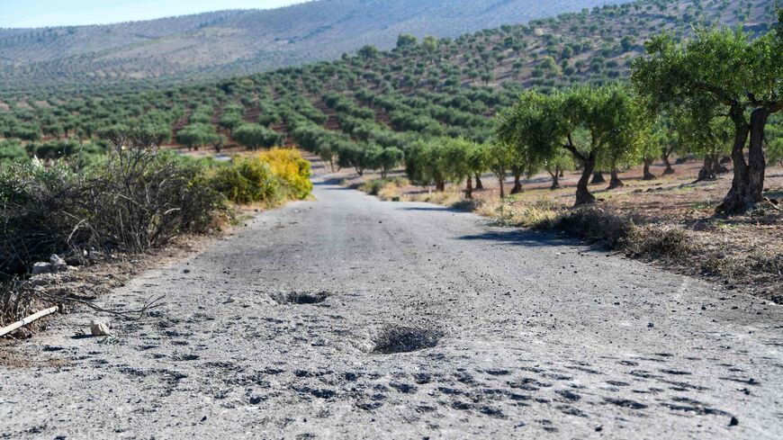 A picture shows the site where a US drone targeted Maher al-Agal, a leader in the Islamic State militant group, near the village of Khaltan, near Jindires in northern Syria, on July 12, 2022.  