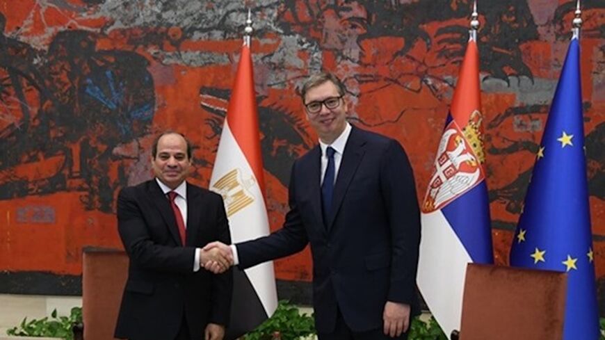  Egypt’s President Abdel Fattah al-Sisi meets Serbian President Aleksandar Vucic on July 19, 2022, in Belgrade.