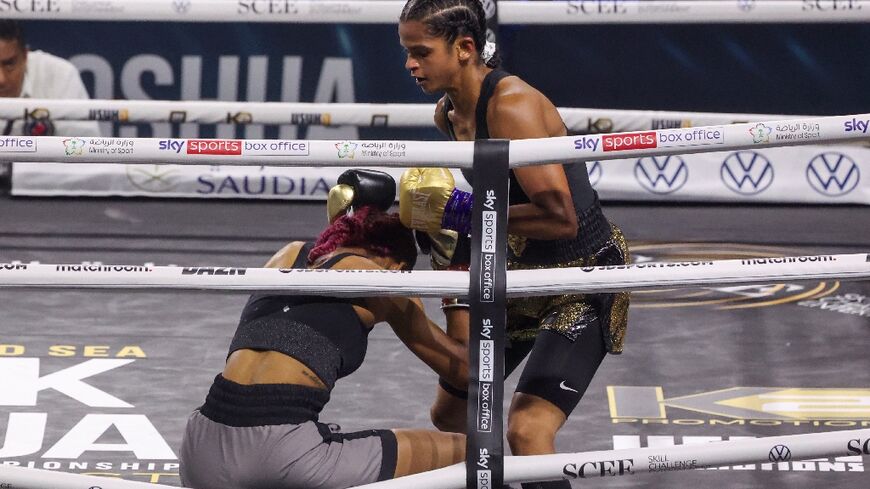 On top: Ramla Ali (right) takes on Crystal Nova 