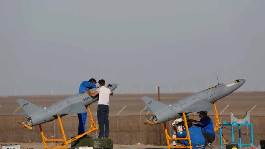 Iranian drones during a military exercise, of which Russia is importing "hundreds" of, according to the US military