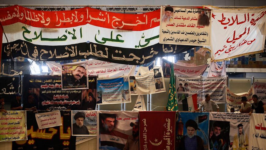 Supporters of Iraqi cleric Muqtada al-Sadr continue their sit-in.