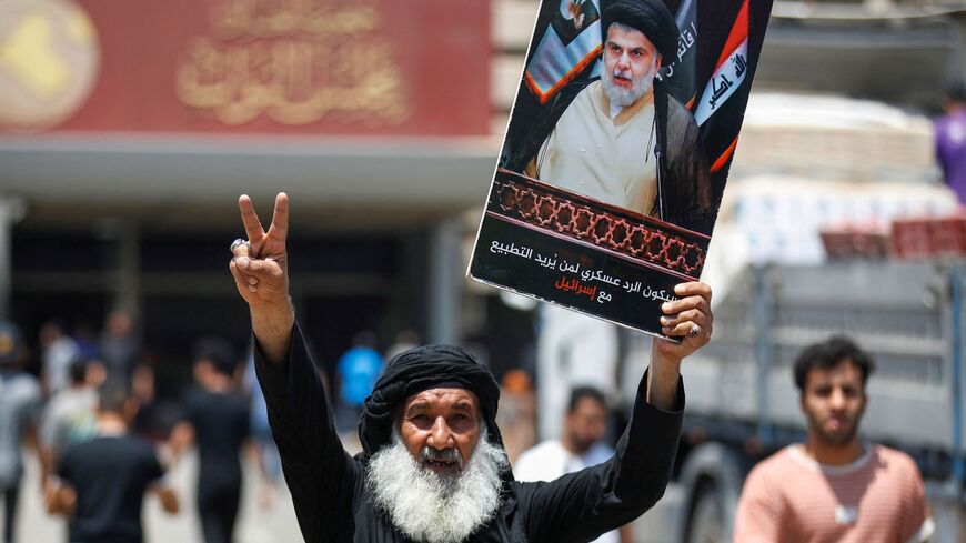 An Iraqi supporter of Iraqi Shiite cleric Muqtada al-Sadr in Baghdad's high-security Green Zone on Aug. 4, 2022. 