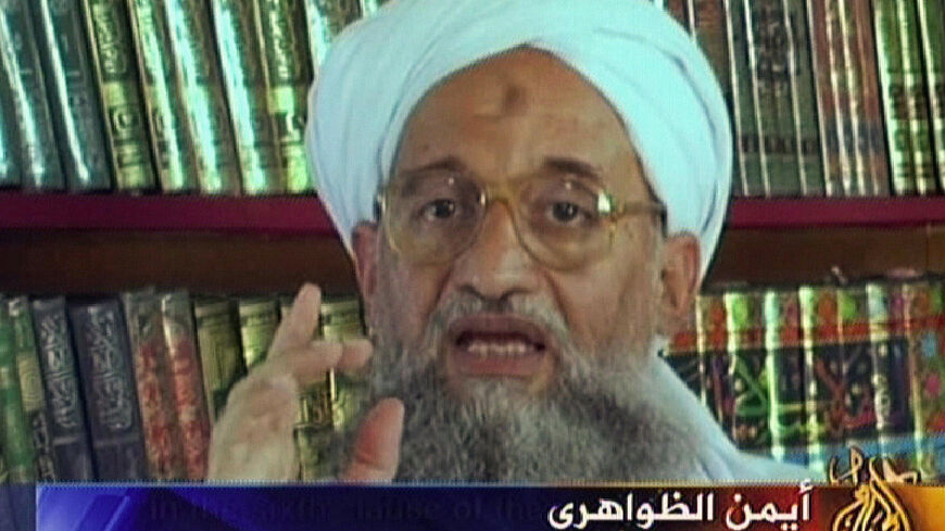 A grab taken from a video produced by al-Qaeda-linked media group as-Sahab and broadcast by the Qatar-based satellite channel Al-Jazeera 11 September 2006 shows the number two in al-Qaeda, Ayman al-Zawahiri, speaking in an undisclosed date and place.