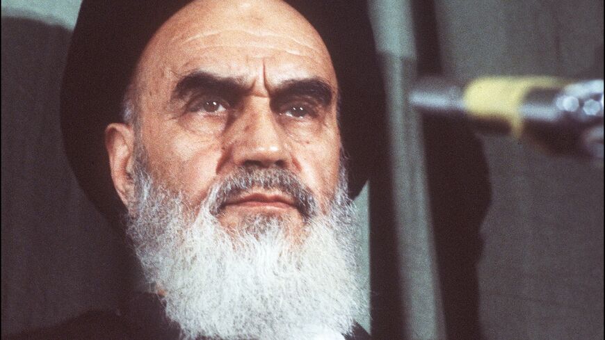 Iran's then-supreme leader Ayatollah Ruhollah Khomeini, pictured in Tehran on February 5, 1979, a decade before he issued a fatwa against the author Salman Rushdie 