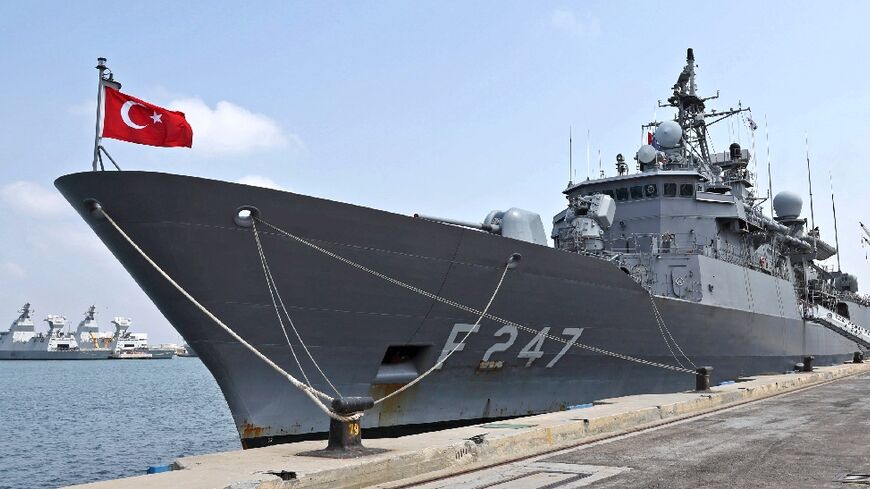 Turkish navy frigate TCG Kemalreis docks at Israel's northern port of Haifa during a NATO naval exercise