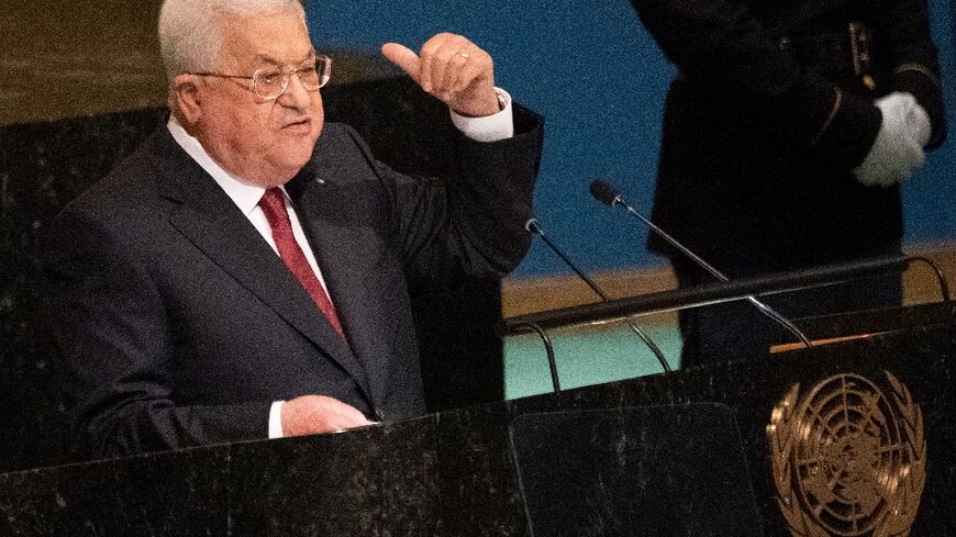 Palestinian president Mahmud Abbas addresses the 77th session of the United Nations General Assembly 