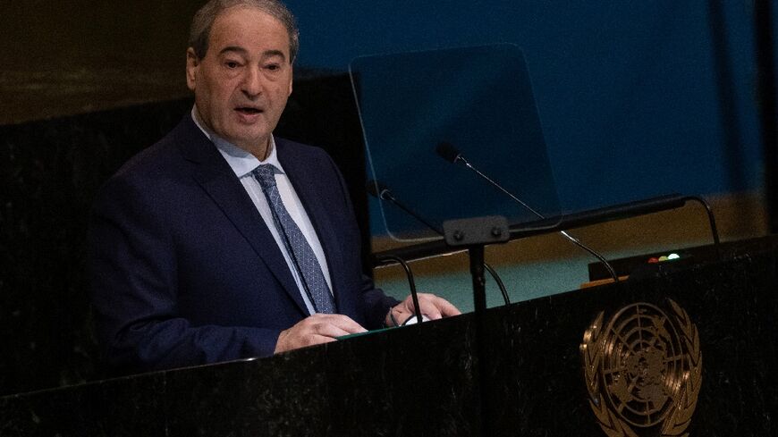 Syria’s Foreign Minister Faisal al-Meqdad addresses the 77th session of the United Nations General Assembly