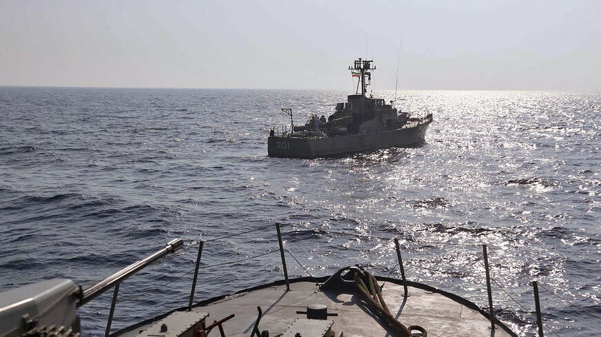 A handout picture provided by the Iranian Army official website on September 11, 2020, shows an Iranian navy warship during the second day of a military exercise in the Gulf, near the strategic strait of Hormuz in southern Iran.