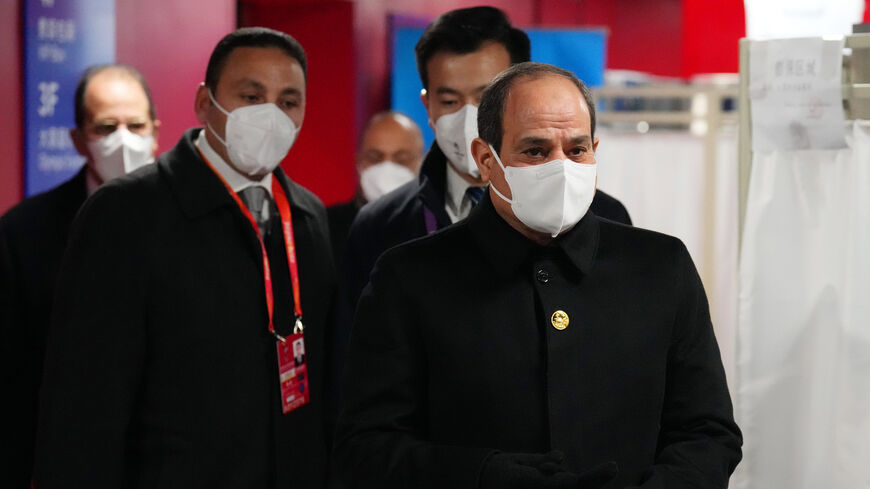 Egyptian President Abdel Fattah al-Sisi arrives during the opening ceremony of the Beijing 2022 Winter Olympics at the Beijing National Stadium, Beijing, China, Feb. 4, 2022.