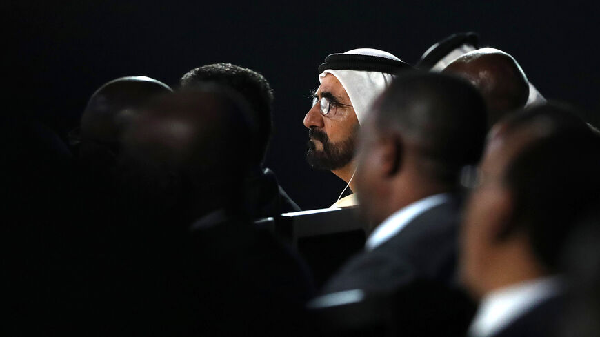 Vice President of the United Arab Emirates and Ruler of Dubai Sheikh Mohammed bin Rashid Al Maktoum (C) attends the opening of the Global Business Forum on Africa, Dubai, United Arab Emirates, Nov. 1, 2017.