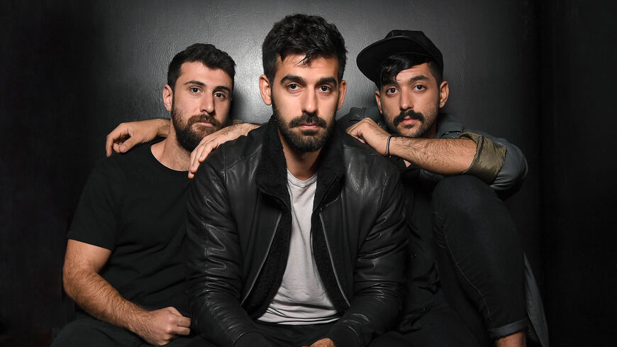 Musicians Haig Papazian, Carl Gerges and Hamed Sinno of Mashrou' Leila pose for a picture , New York, Nov. 1, 2017.