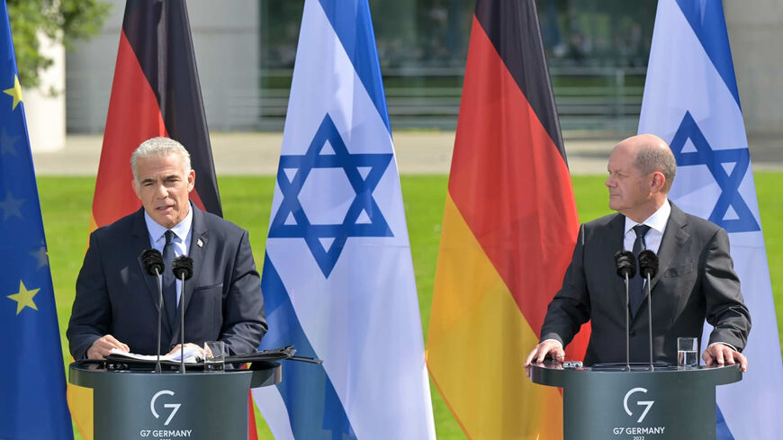 Israeli Prime Minister Yair Lapid meets with German Chancellor Olaf Scholz in Berlin, Germany, Sept. 12 2022.