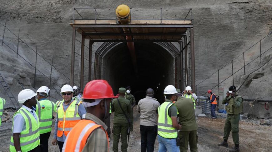 Tanzanian High Commissioners and foreign ambassadors visit the construction site of the Julius Nyerere Hydro Power Project, in Rufiji, Aug. 14, 2022.