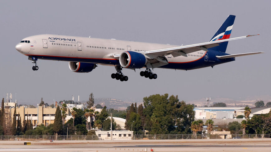 An Aeroflot-Russian Airlines Boeing 777-3M0 lands at Ben Gurion International Airport in Lod, east of Tel Aviv, Israel,  Aug. 3, 2020.