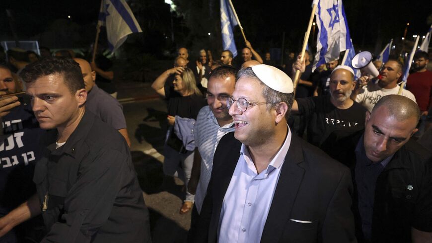 Itamar Ben-Gvir, Israeli far-right lawmaker and leader of the Otzma Yehudit (Jewish power) party, attends a campaign event in the northern Israel Kibbutz of Ayelet Hashahar on Oct. 6, 2022. 