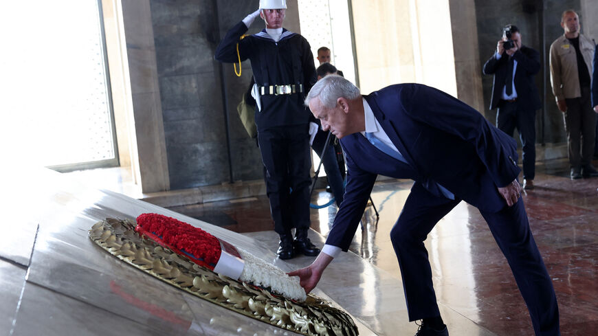 Israel's Defense Minister Benny Gantz attends a laying wreath ceremony at Anitkabir.