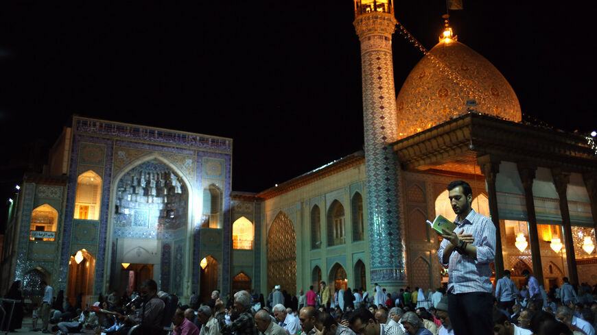 Worshippers pray at the Shah-e Cheragh shrine on May 29, 2014, in Shiraz, Iran. 