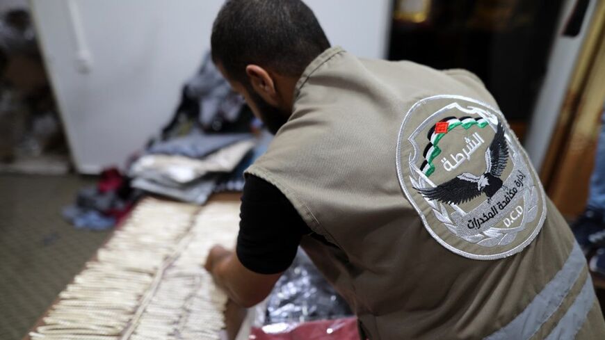 Palestinian authorities confiscate illegal drugs in Gaza.