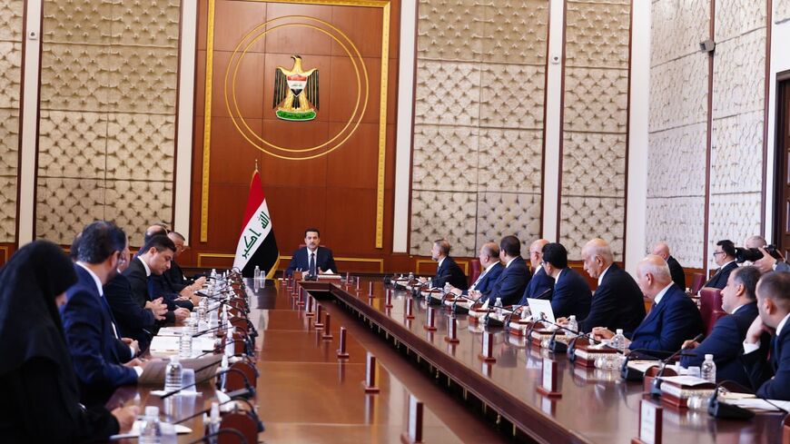 Iraqi Prime  Mohammed Shia al-Sudani meets with his cabinet on Oct. 28, 2022 in Baghdad.