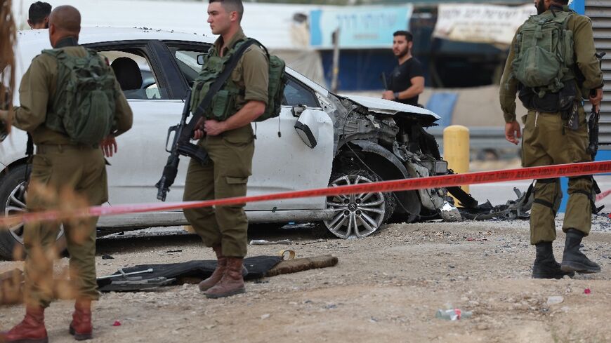 Israelis shot dead a Palestinian who, according to the army and medics, rammed his car into soldiers in the occupied West Bank near the city of Jericho 
