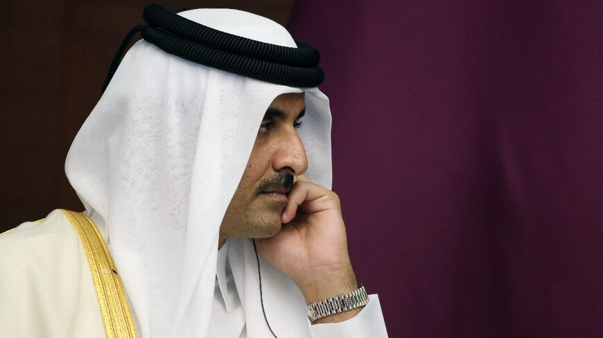 Qatari Emir Sheikh Tamim bin Hamad Al-Thani, seen at a summit in Astana on October 13, 2022