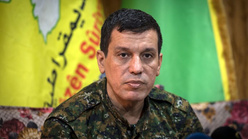 Mazloum Abdi (Kobani), commander-in-chief of the Syrian Democratic Forces (SDF), gives a press conference near the northeastern Syrian Hassakeh province on October 24, 2019.
