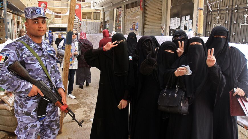 Egyptian women wear full-face veils in al-Montazah district of Egypt's second city of Alexandria on March 26, 2018. 