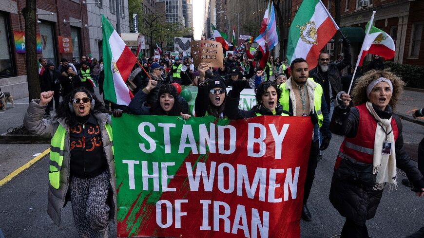 Protesters in New York call on the United Nations to take action against the treatment of women in Iran, following the death of Mahsa Amini while in the custody of the morality police