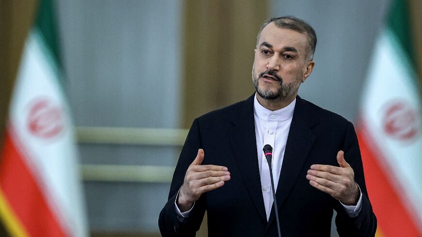 Iran's Foreign Minister Hossein Amir-Abdollahian gives a press conference in the capital Tehran 