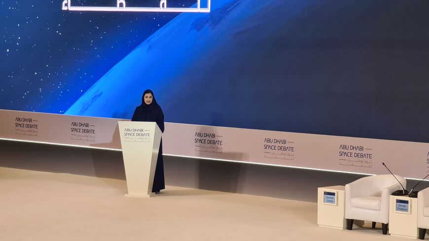 Sarah Al-Ameri, the UAE Minister of State for Public Education and Future Technology, during the opening address of the Abu Dhabi Space Debate (ADSD) on Monday, Dec. 5, 2022.