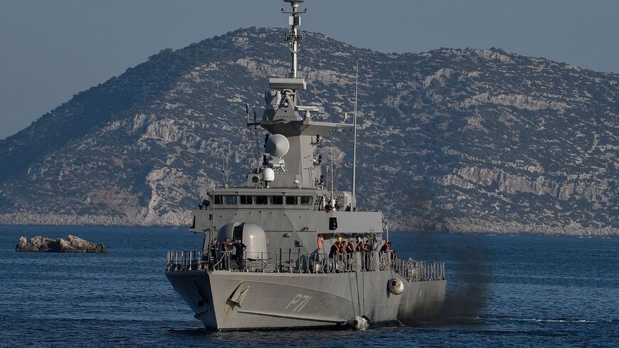 The Hellenic Navy Roussen or Super Vita class Fast Missile Patrol Boat P 71 HS Ritsos patrols off the tiny Greek island of Kastellorizo (Megisti), in the Dodecanese, the furthest south eastern Greek Island, two kilometers from the Turkish mainland on Aug. 28, 2020. 