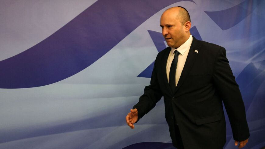 Former Israeli prime minister Naftali Bennett arrives to attend the first cabinet meeting in Jerusalem on July 3, 2022, days after lawmakers dissolved parliament.  