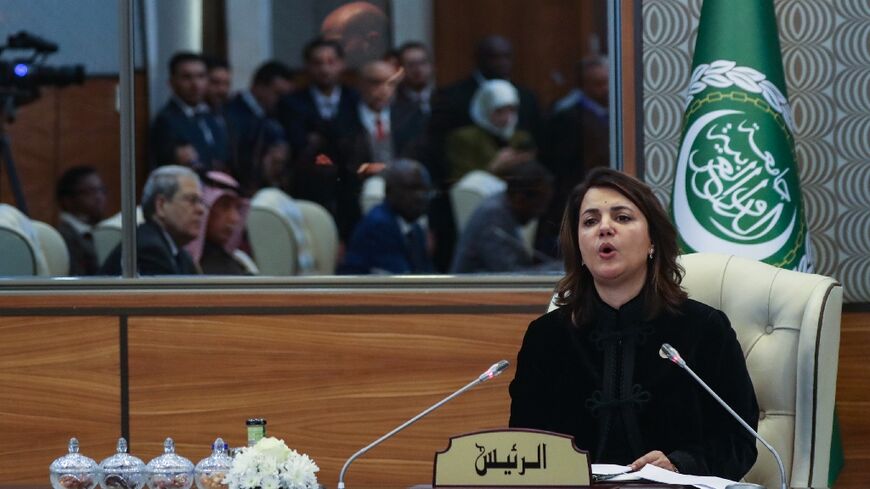 Najla al-Mangoush, foreign minister in the Tripoli-based administration, condemned 'attempts by certain sides to crush Libyans' desire to transform Arab solidarity into a reality'
