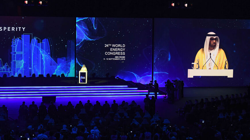 Sultan Ahmed al-Jaber, Emirati minister of state and CEO of the Abu Dhabi National Oil Company, speaks during the opening ceremony of the 24th World Energy Congress, Abu Dhabi, United Arab Emirates, Sept. 9, 2019.